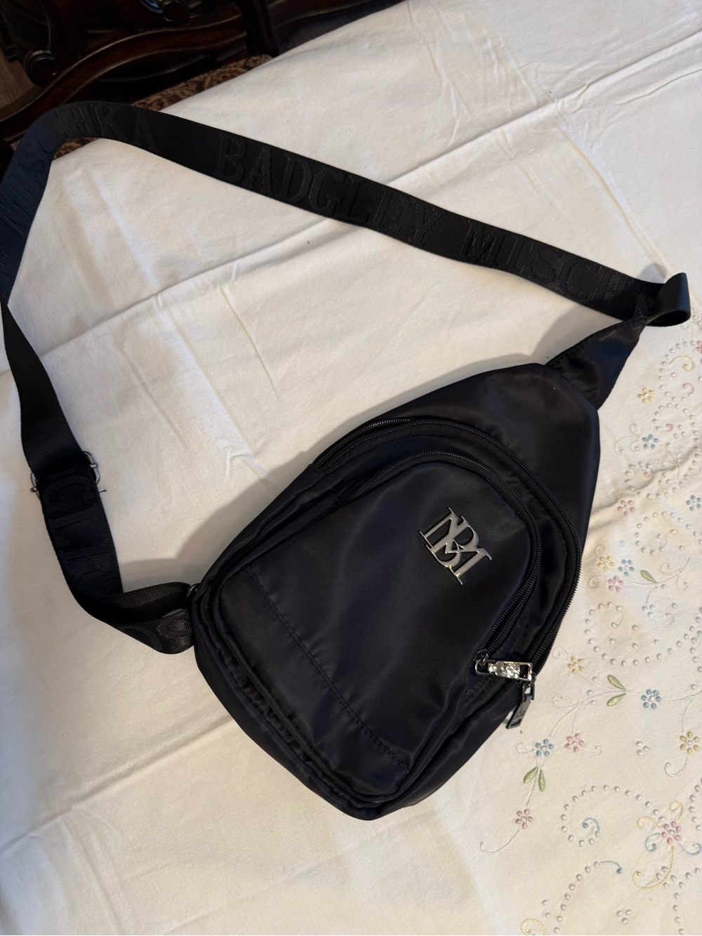 Badgley Mischka Black Women's Logo Sling Belt Bag
